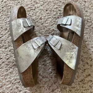 Birkenstock Distressed Metallic Sydney Sandals Size 40